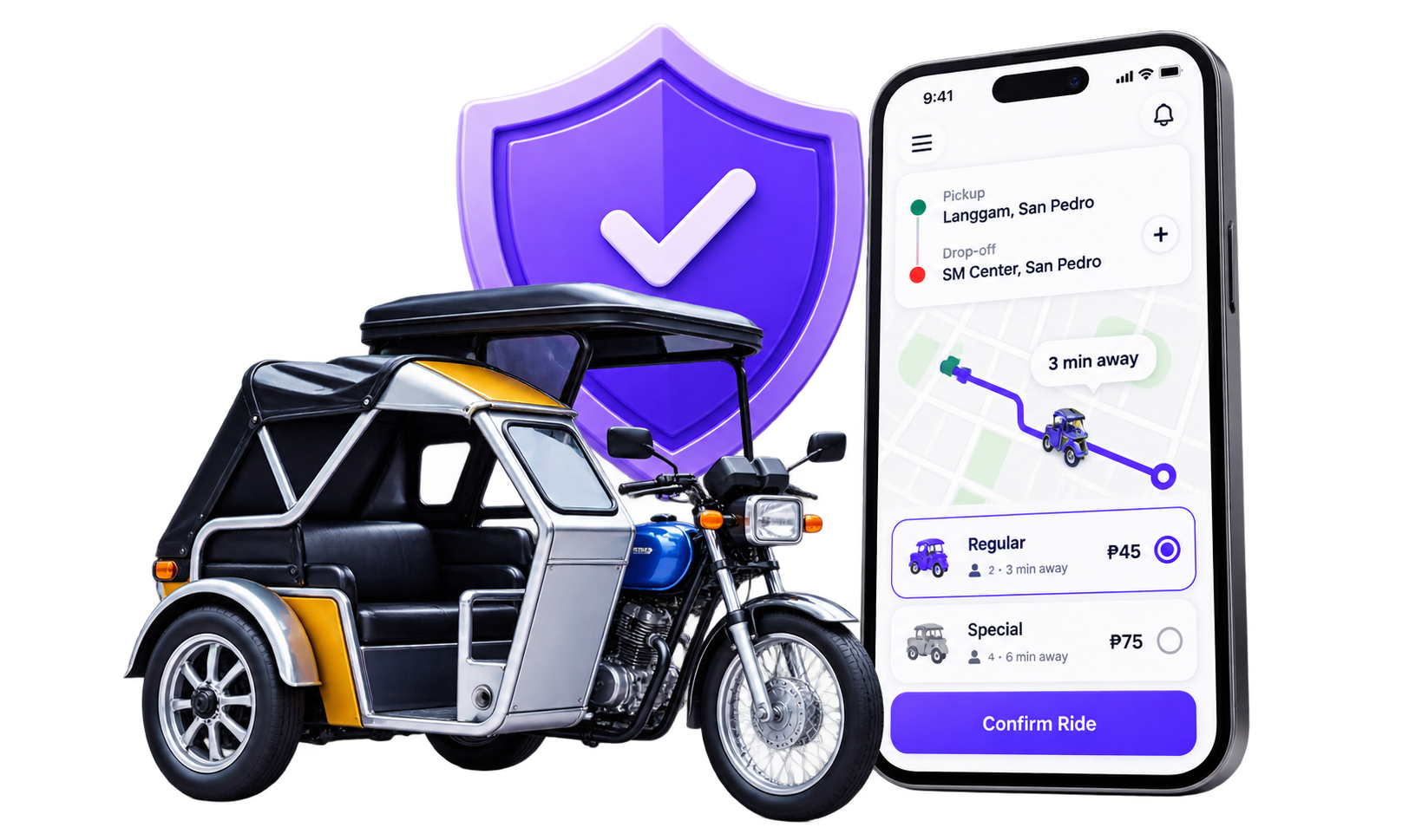 WeTrike safety shield, car and app tracking preview
